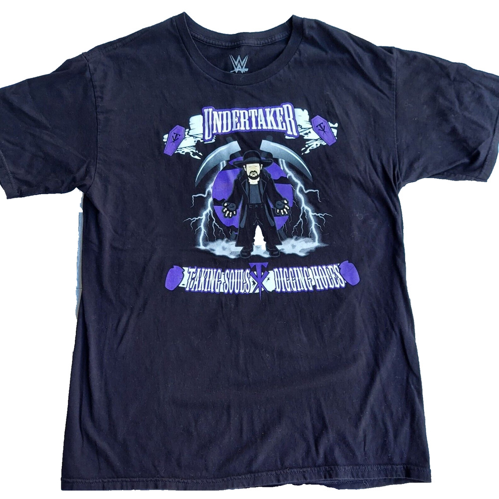 WWE Undertaker T-Shirt Adult L Nerds Wrestlemania "Taking Souls Digging Holes"